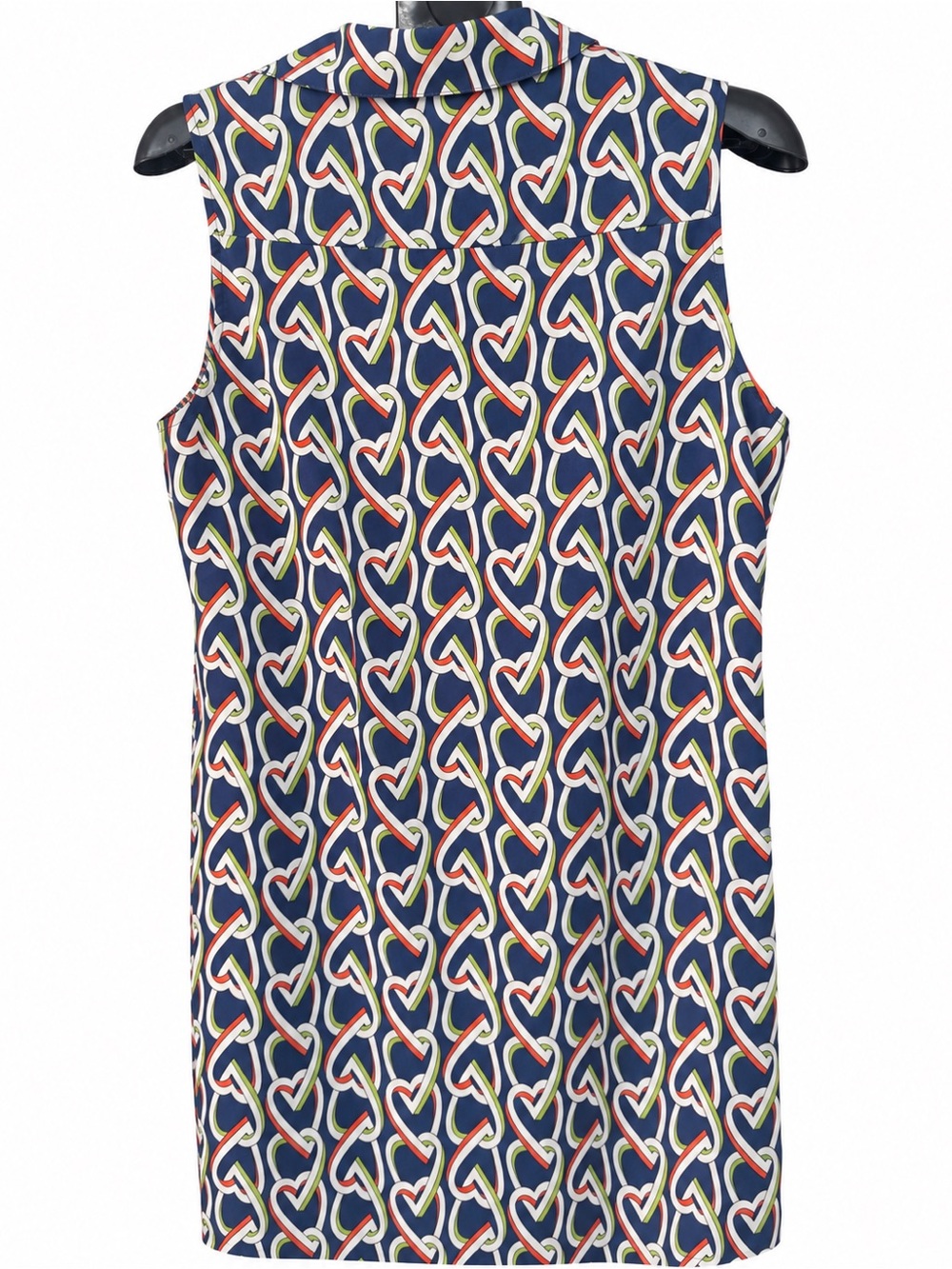 Cabi Size L Navy Multicolor Heart Print Sleeveless Button Front dress - Picture 9 of 9